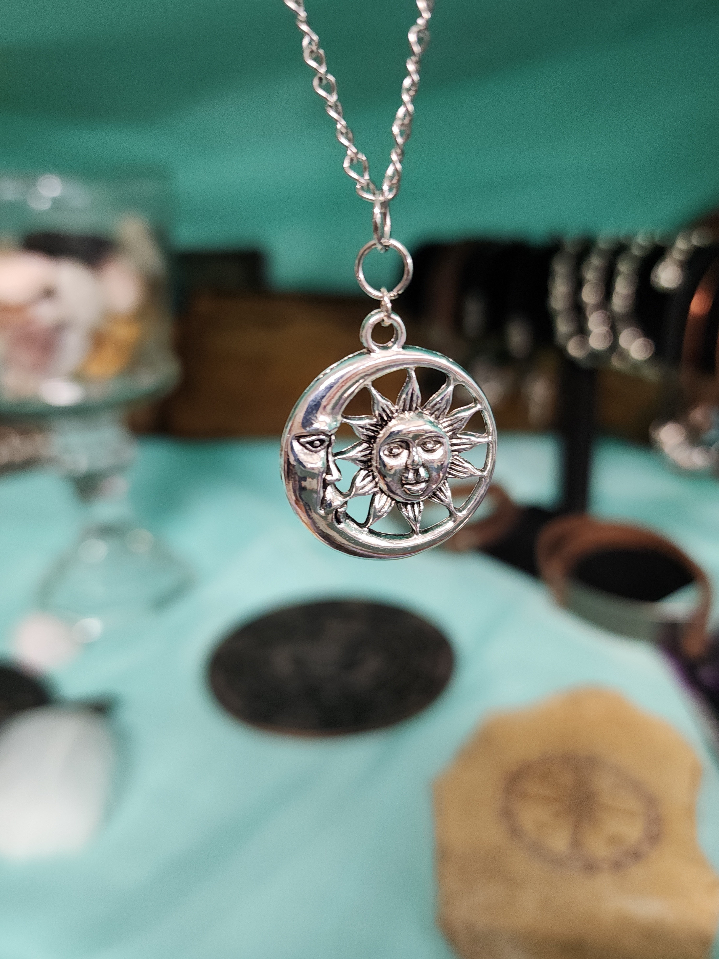 Sun and Moon Pendant on Stainless Steel Chain