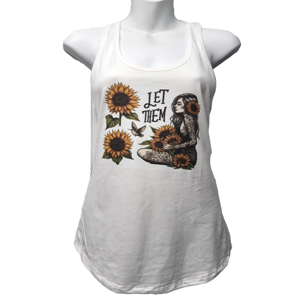 Let Them White Racer Back Women's Graphic Tank Top