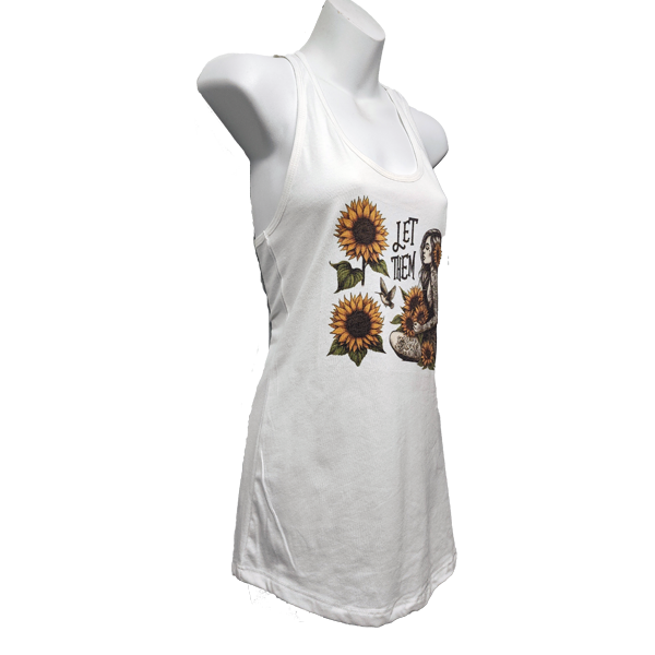 Let Them White Racer Back Women's Graphic Tank Top