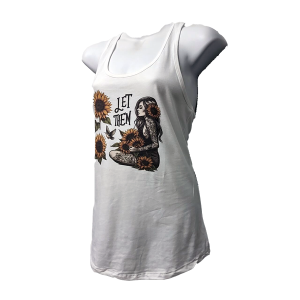 Let Them White Racer Back Women's Graphic Tank Top