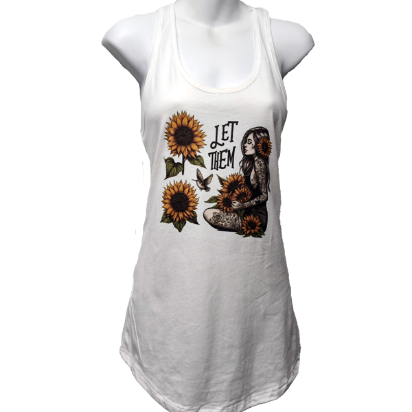 Let Them White Racer Back Women's Graphic Tank Top