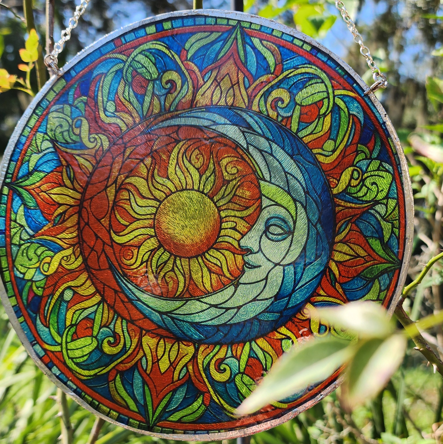 For the Sun So Loved the Moon Celtic Inspired Stained Glass Light Catcher