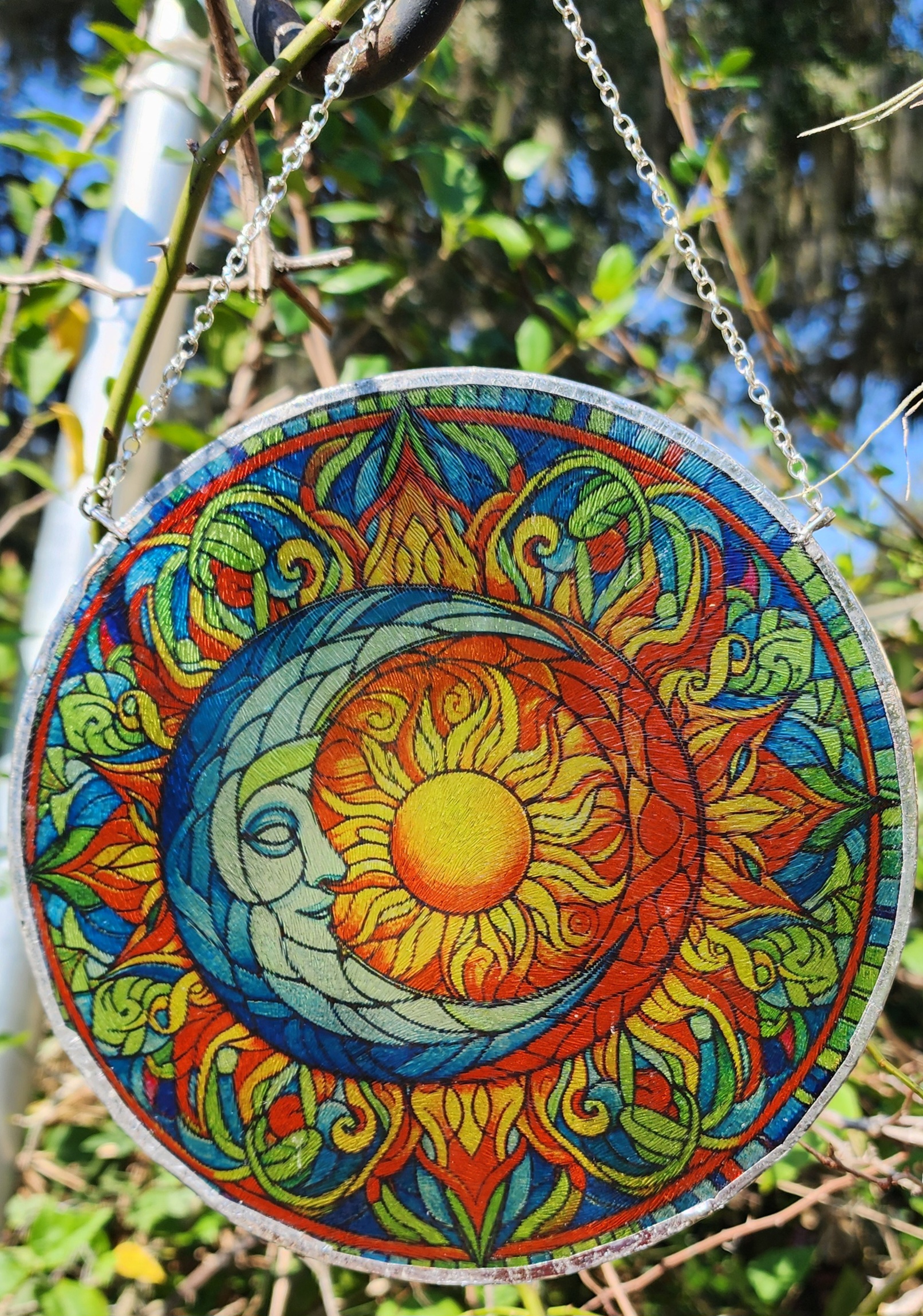 For the Sun So Loved the Moon Celtic Inspired Stained Glass Light Catcher