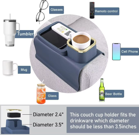 Anti-Slip Couch Cup Holder Tray
