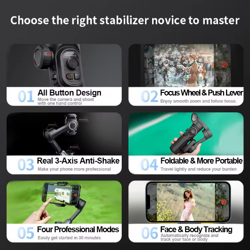 VlogMaster XE Pro 3-Axis Smartphone Gimbal Stabilizer with LED Fill Light