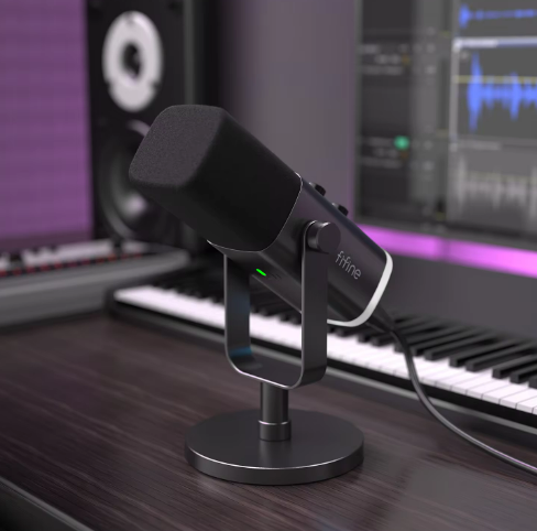 Ampligame AM8 Dynamic Gaming Microphone with Touch Mute & Headphone Jack for PC, PS5/PS4