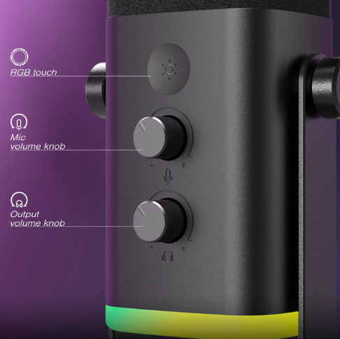 Ampligame AM8 Dynamic Gaming Microphone with Touch Mute & Headphone Jack for PC, PS5/PS4
