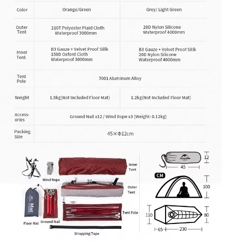 Two-person camping tent