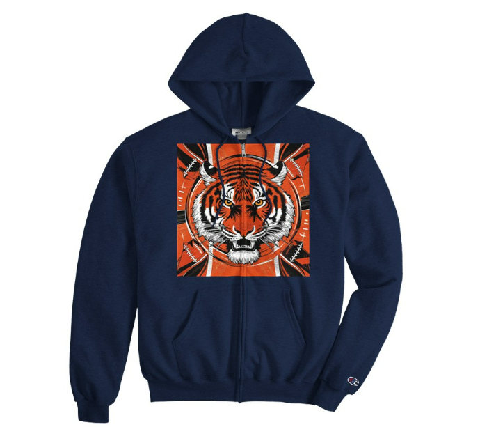 Bengals Unisex Power Blend Zip Tiger Hoodie