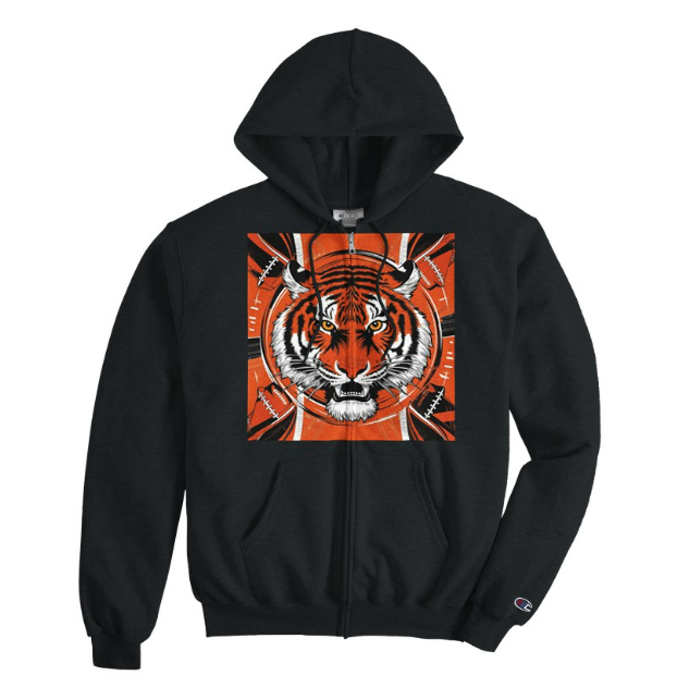 Bengals Unisex Power Blend Zip Tiger Hoodie