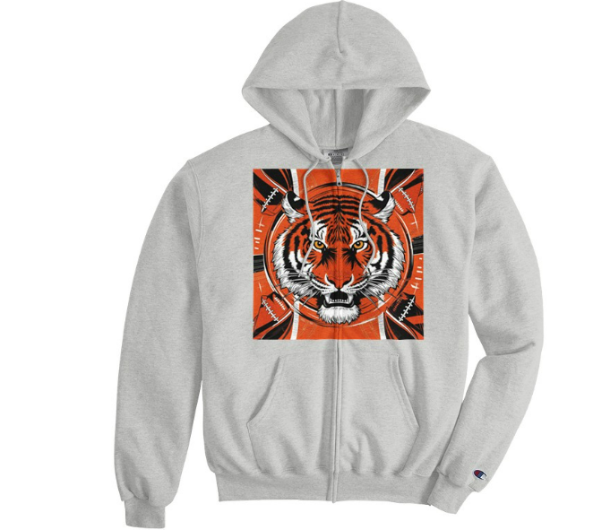 Bengals Unisex Power Blend Zip Tiger Hoodie