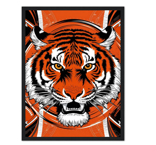Bengals Premium Made Paper Wooden Frame Poster Tiger Art Print Ready To Hang