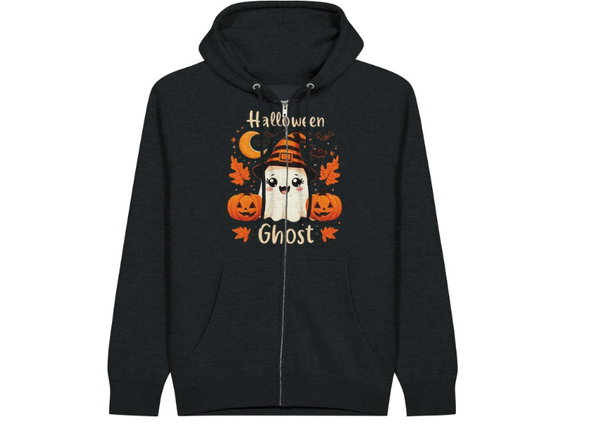 Cute Halloween Ghost Hoodie Premium Unisex Zip Hoodie