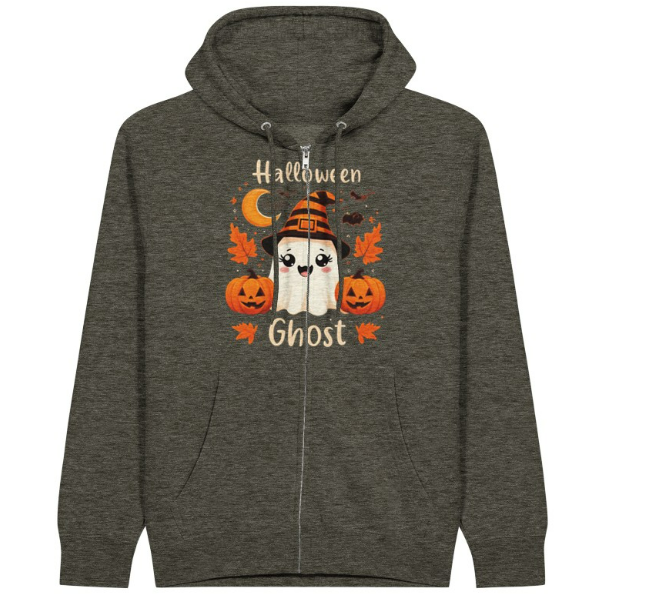 Cute Halloween Ghost Hoodie Premium Unisex Zip Hoodie