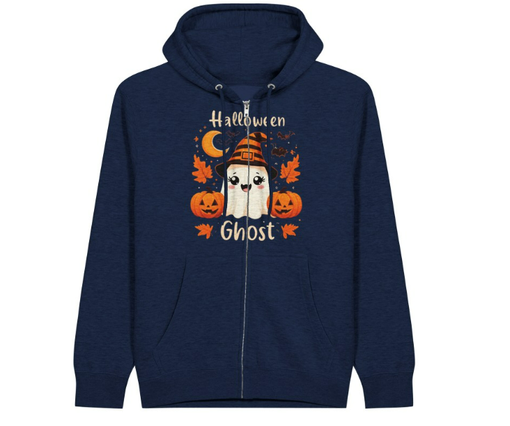 Cute Halloween Ghost Hoodie Premium Unisex Zip Hoodie