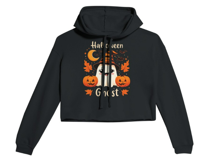Cute Halloween Ghost Women Crop Hoodie
