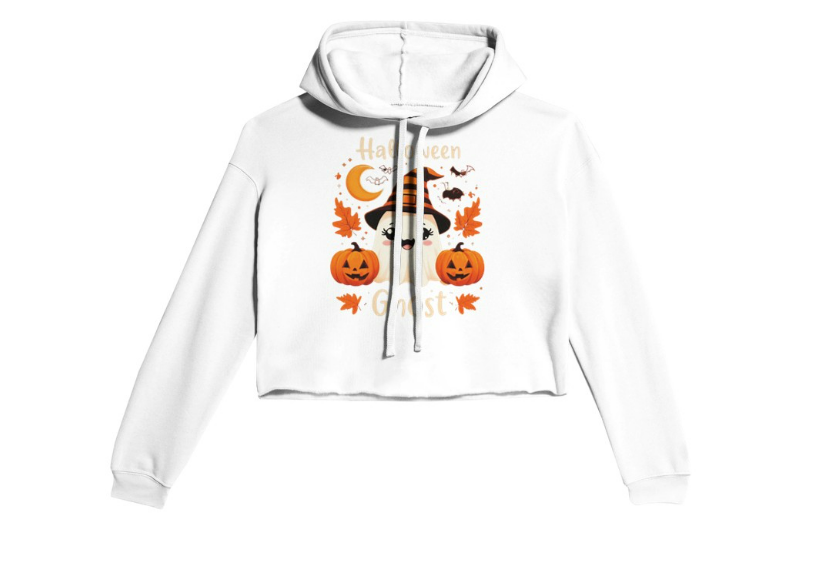 Cute Halloween Ghost Women Crop Hoodie