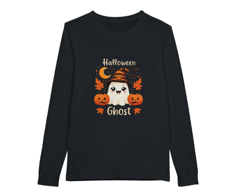 Cute Halloween Ghost Long-Sleeve Shirt Premium Unisex Long Sleeve T Shirt