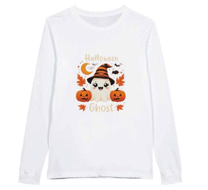 Cute Halloween Ghost Long-Sleeve Shirt Premium Unisex Long Sleeve T Shirt