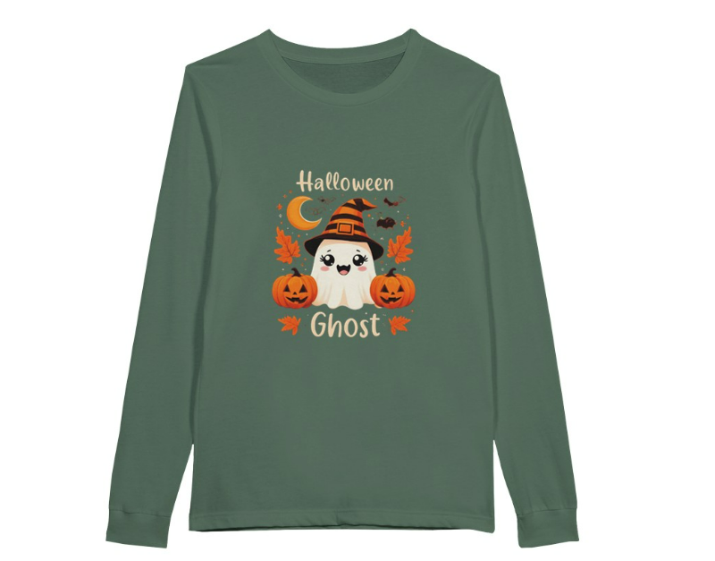 Cute Halloween Ghost Long-Sleeve Shirt Premium Unisex Long Sleeve T Shirt