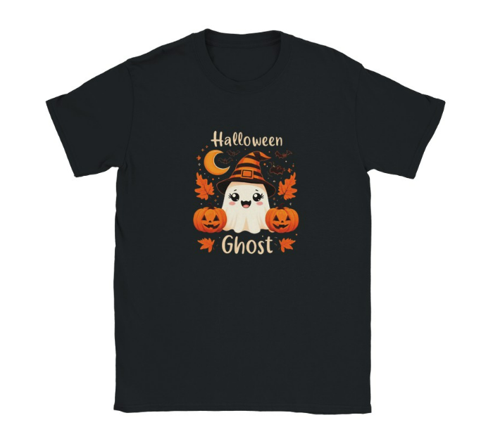 Cute Halloween Ghost T-Shirt Classic Kid Crewneck T Shirt