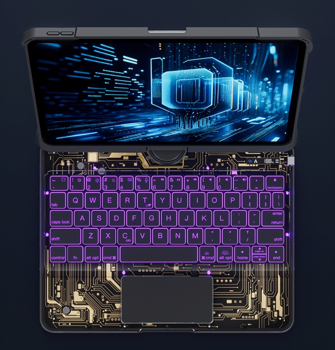 Air6 Transparent Rotating iPad 10.2 Magic Keyboard Case