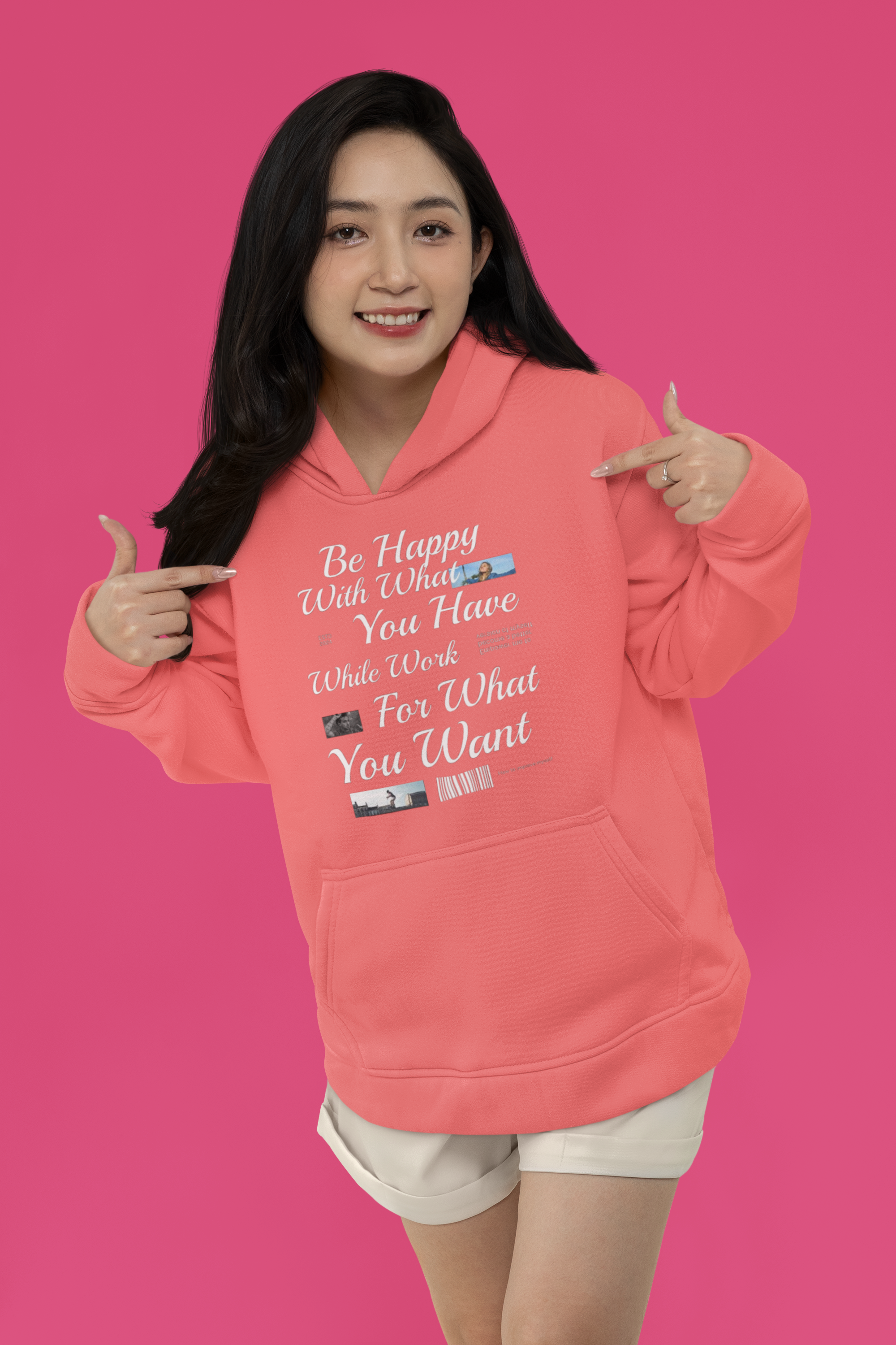 Women Be Happy With What You Have While Work For What You Want Inspirational Quote Hoodie