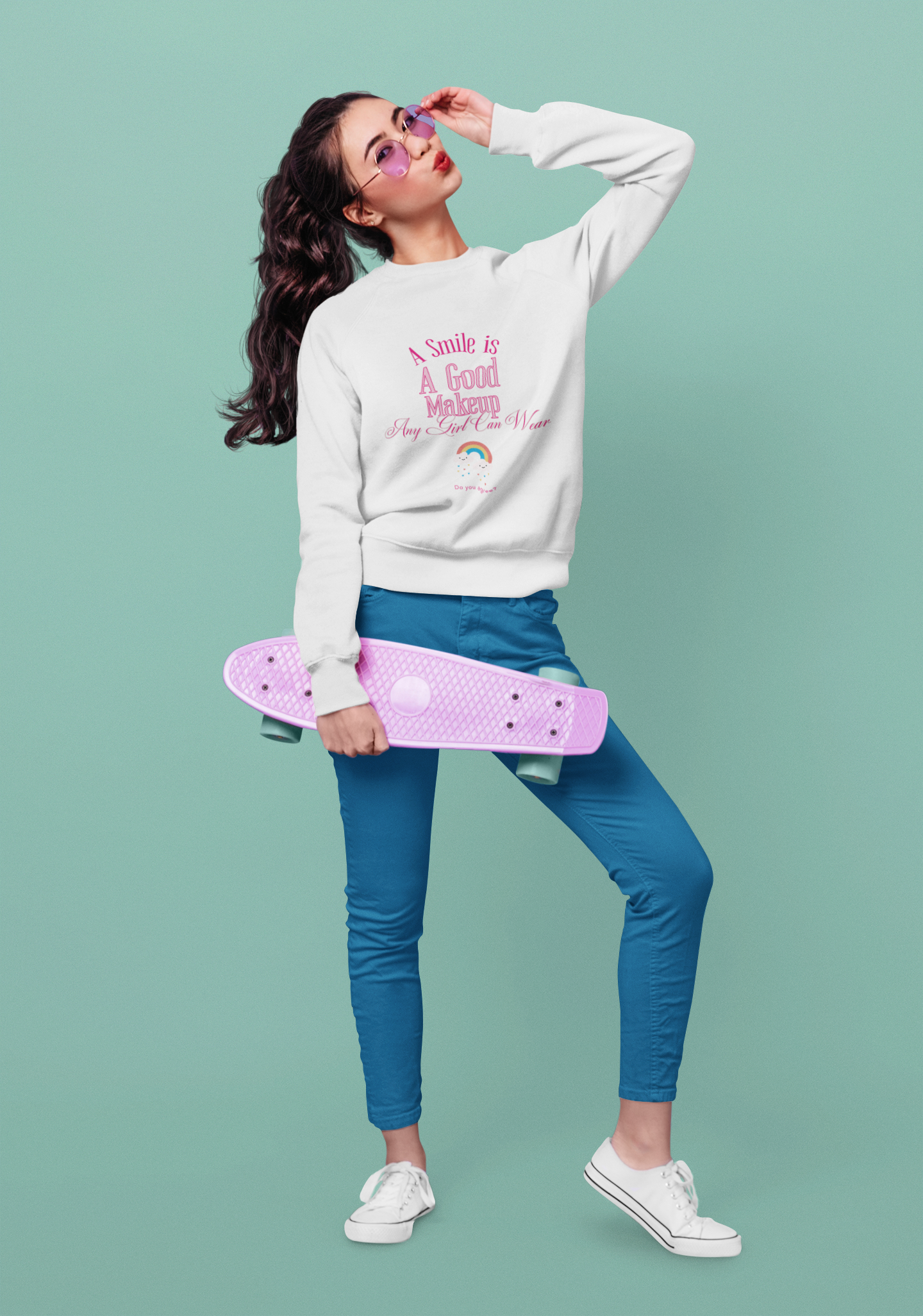 A Smile Is A Good Makeup Inspirational Quote Sweatshirt 