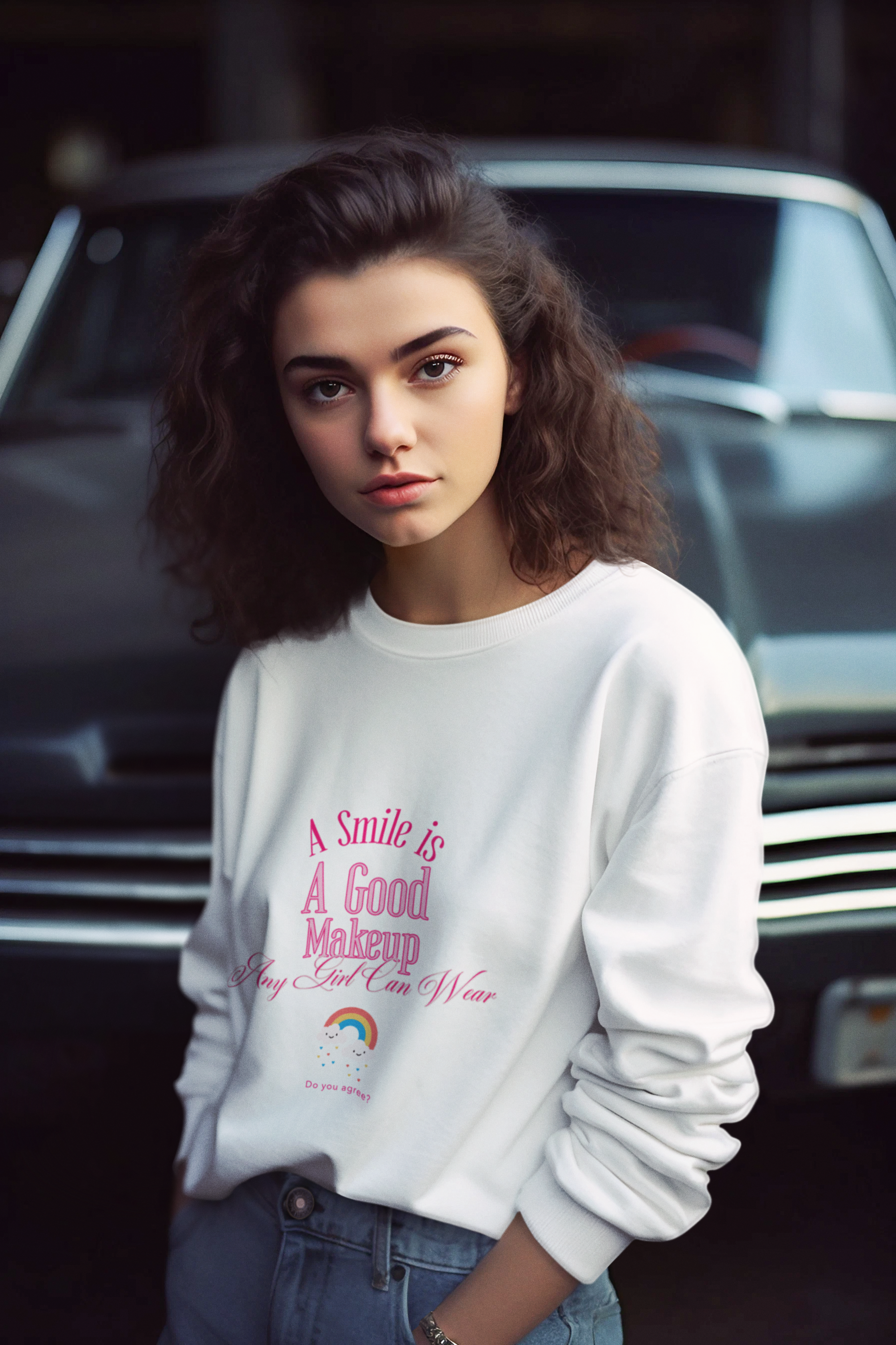 A Smile Is A Good Makeup Inspirational Quote Sweatshirt 