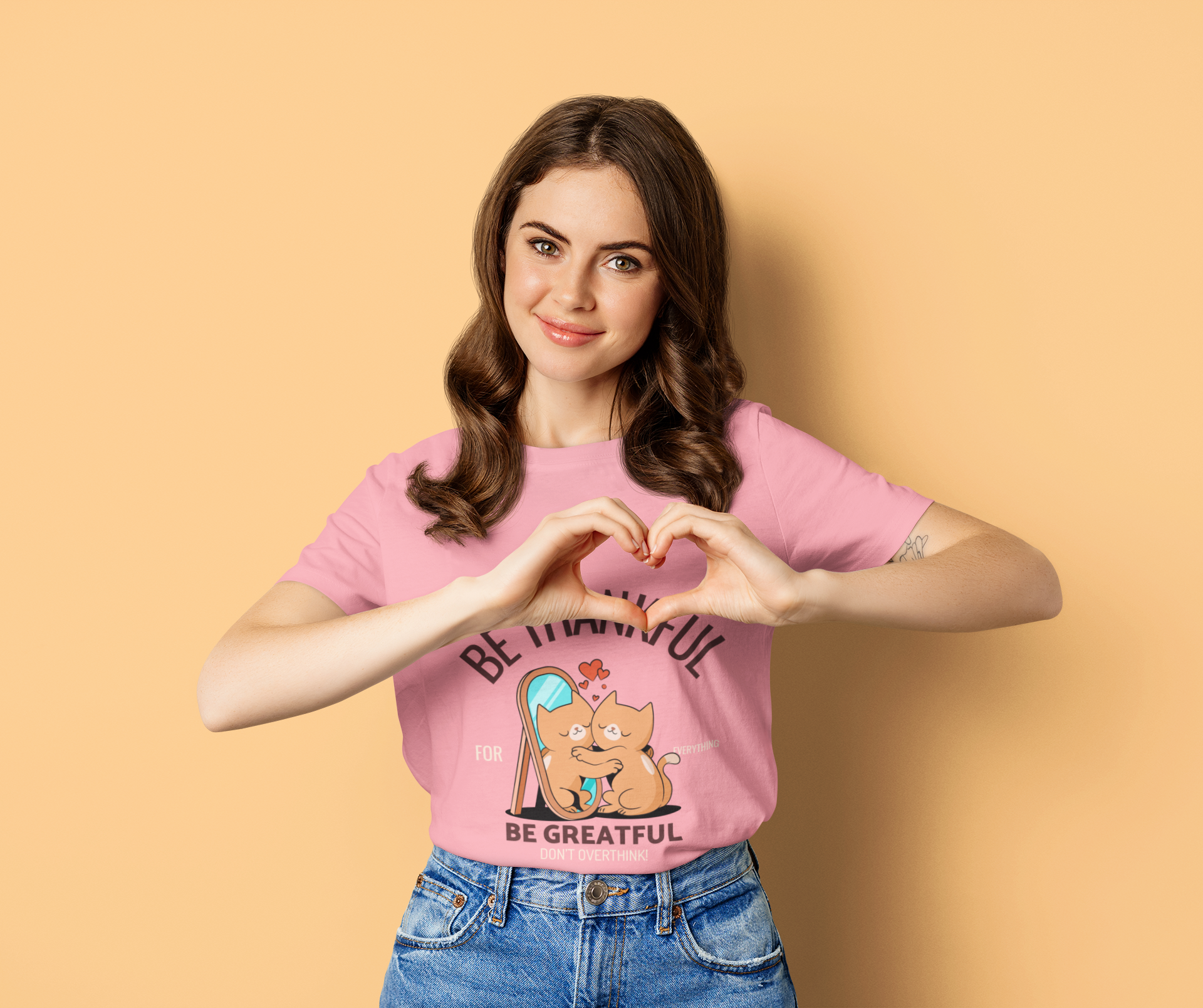 Be Thankful Pink Graphic T-Shirt