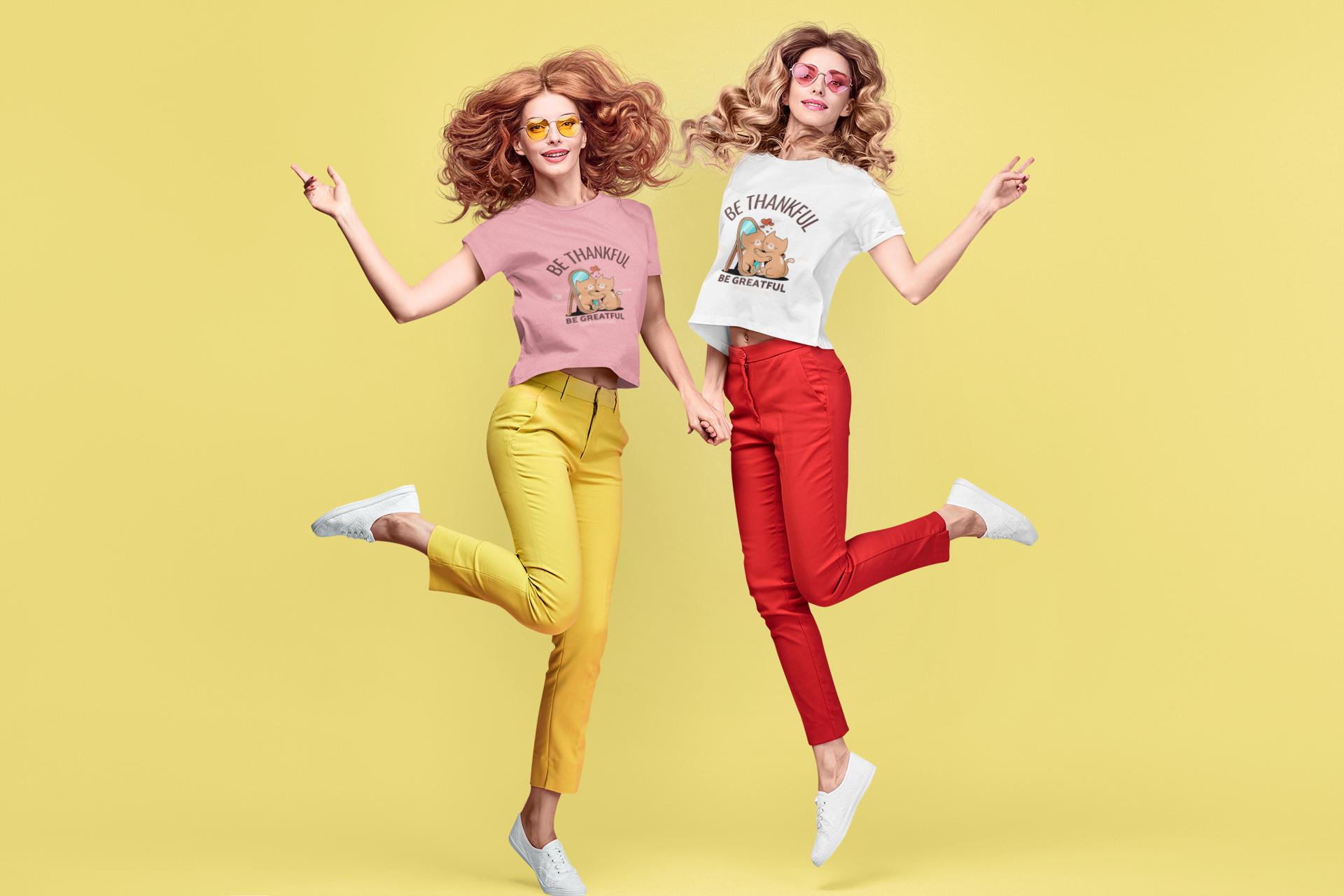 Be Thankful Pink Graphic T-Shirt