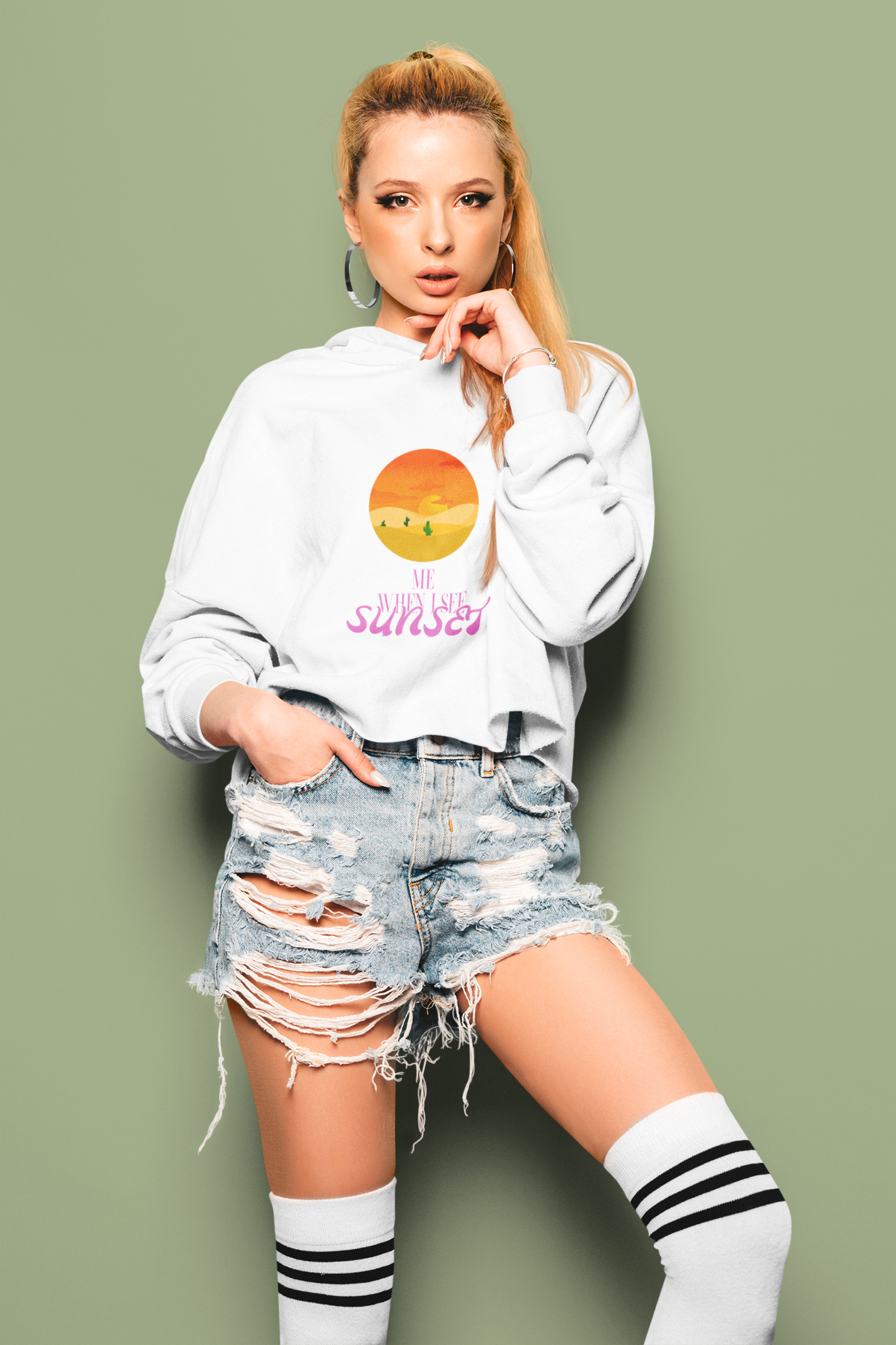 White Sunset Graphic Sweatshirt