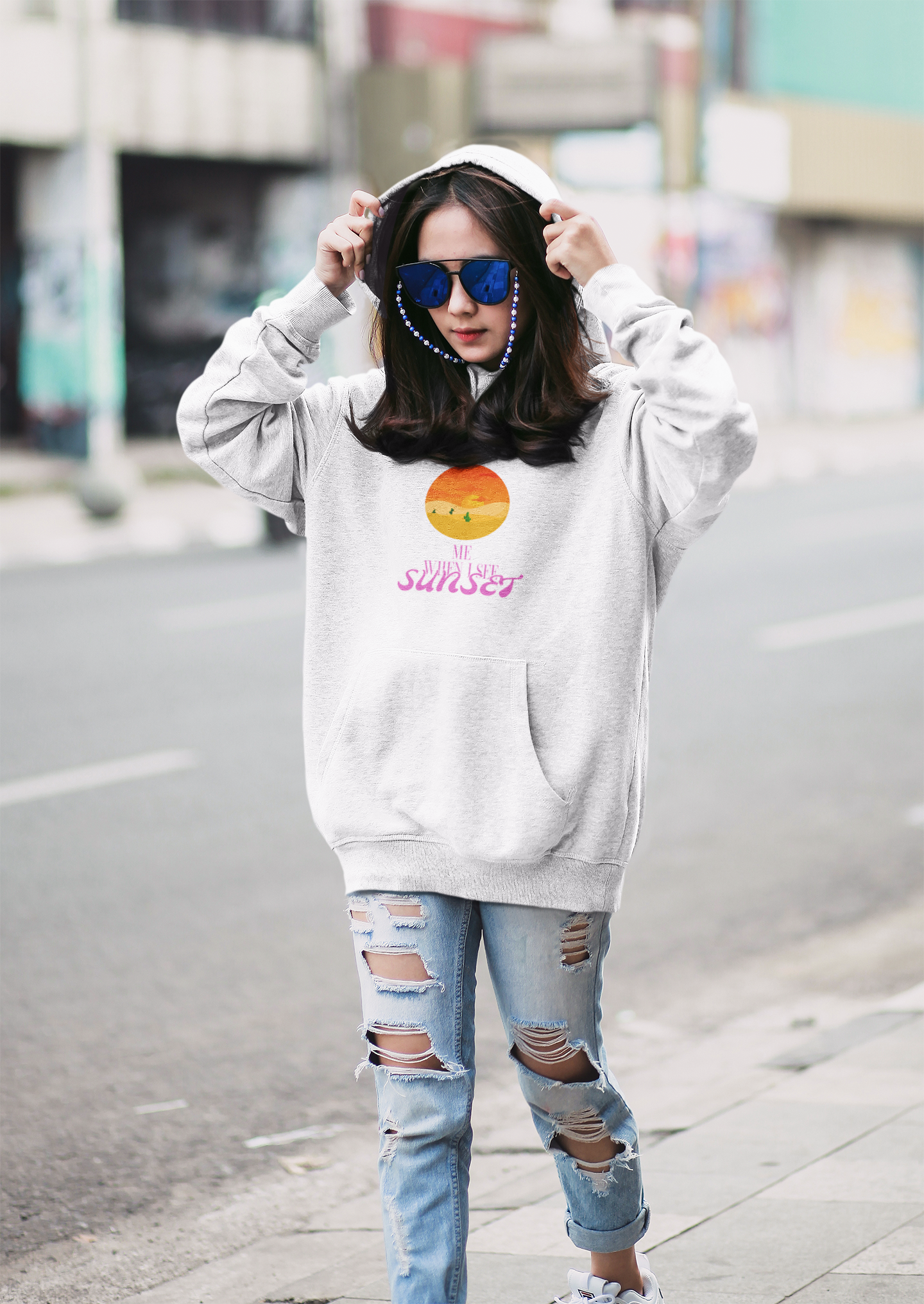 White Sunset Graphic Sweatshirt