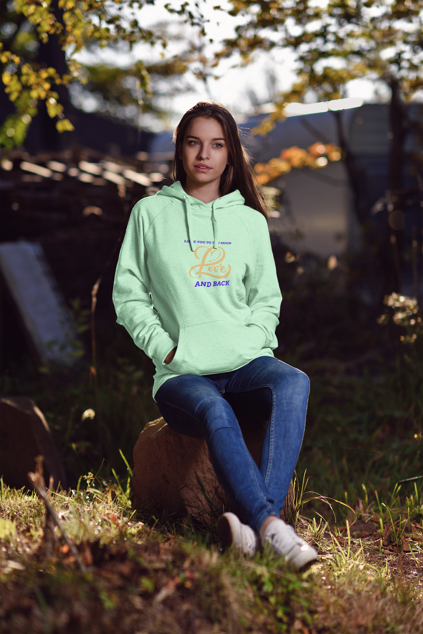 Love You To The Moon And Back Mint Green Hoodie