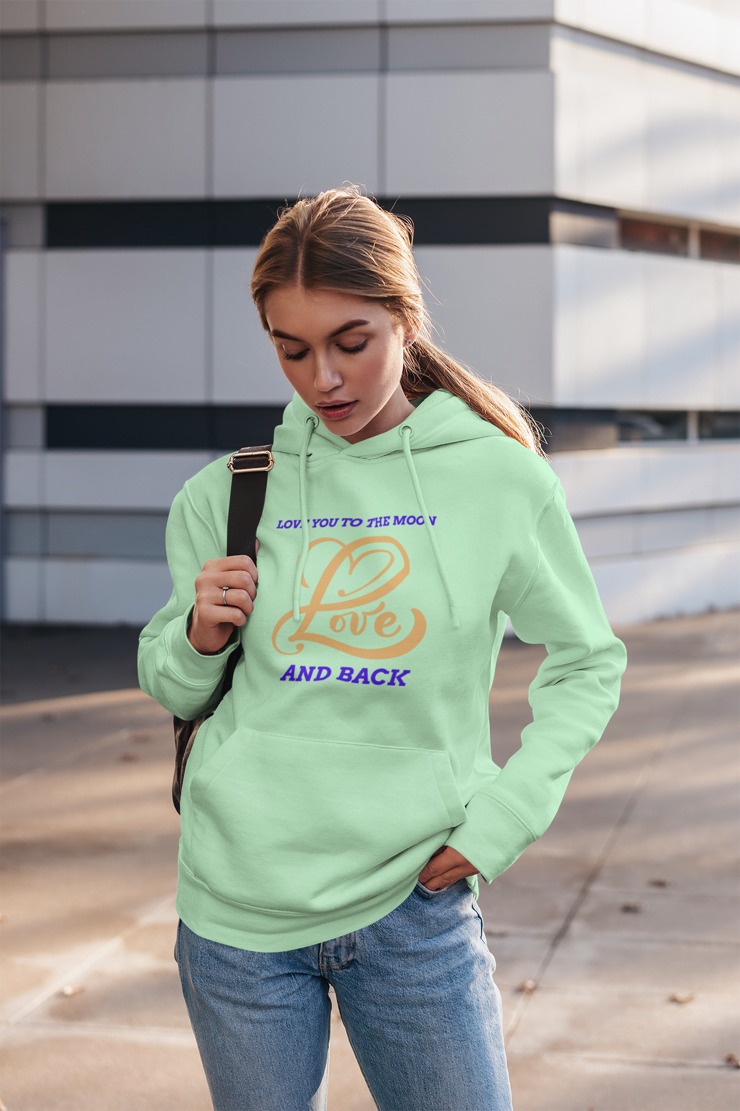 Love You To The Moon And Back Mint Green Hoodie
