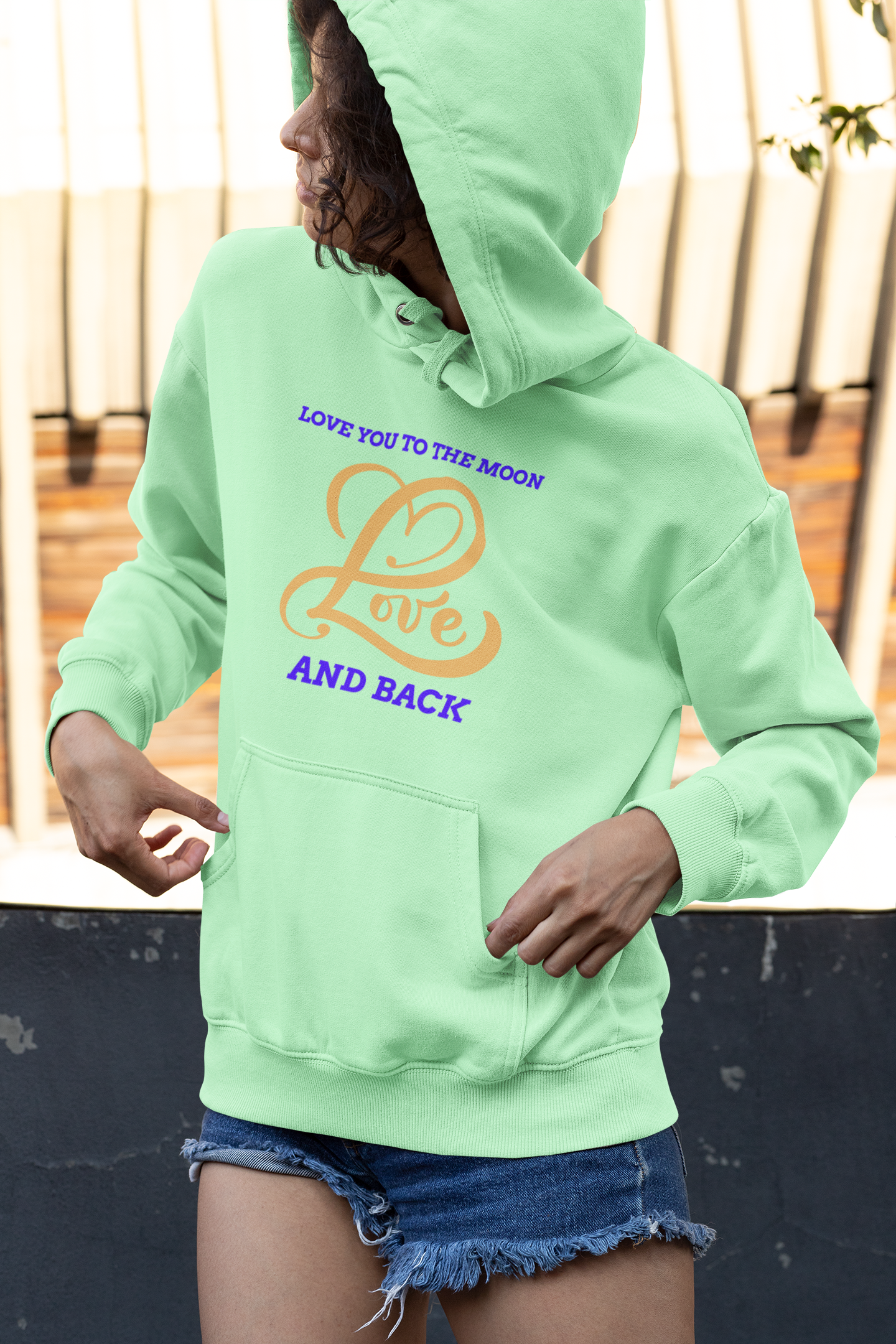 Love You To The Moon And Back Mint Green Hoodie