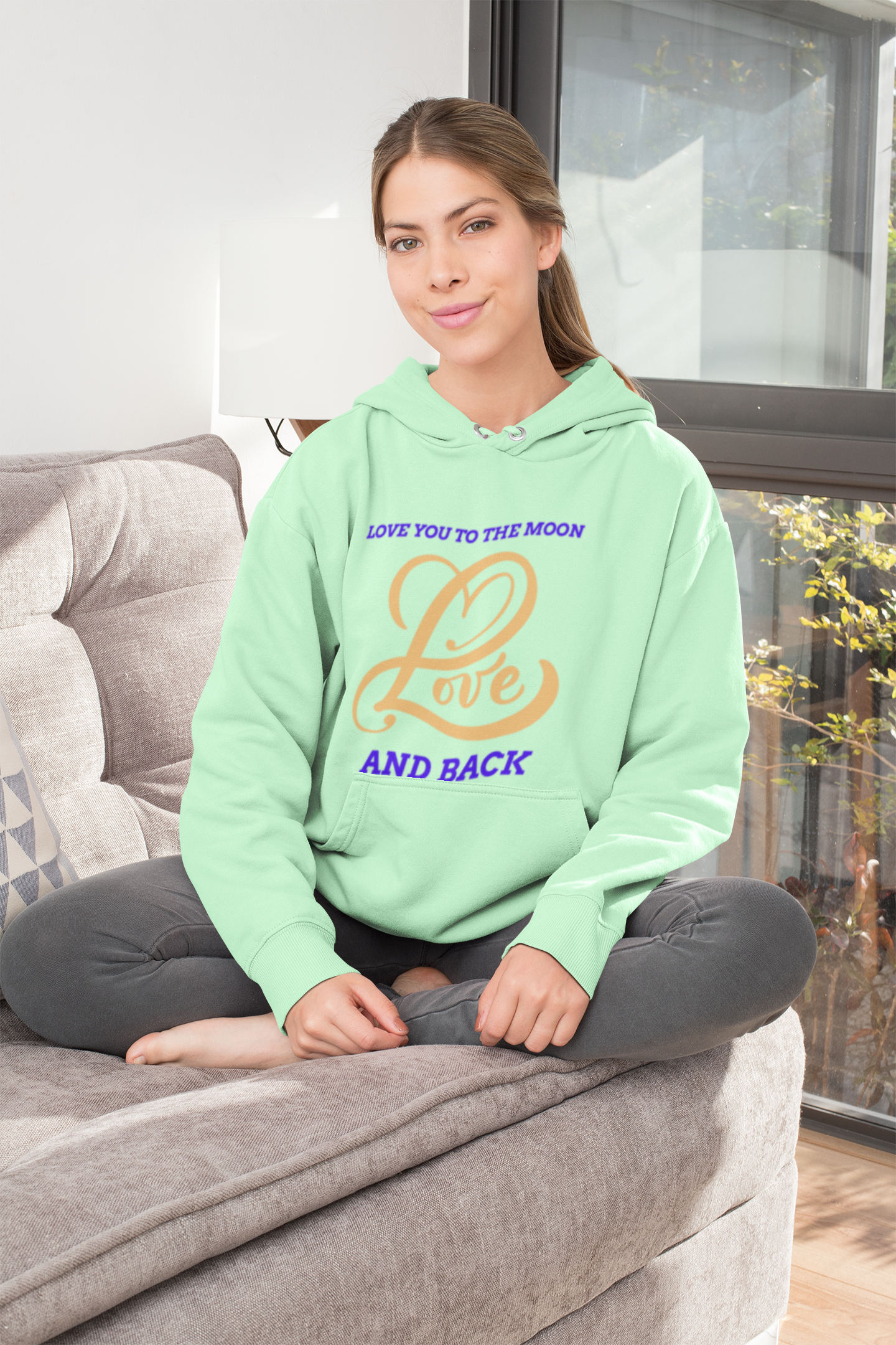 Love You To The Moon And Back Mint Green Hoodie