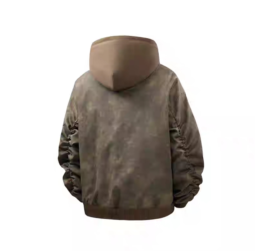 Brown Hooded Leather Jacket