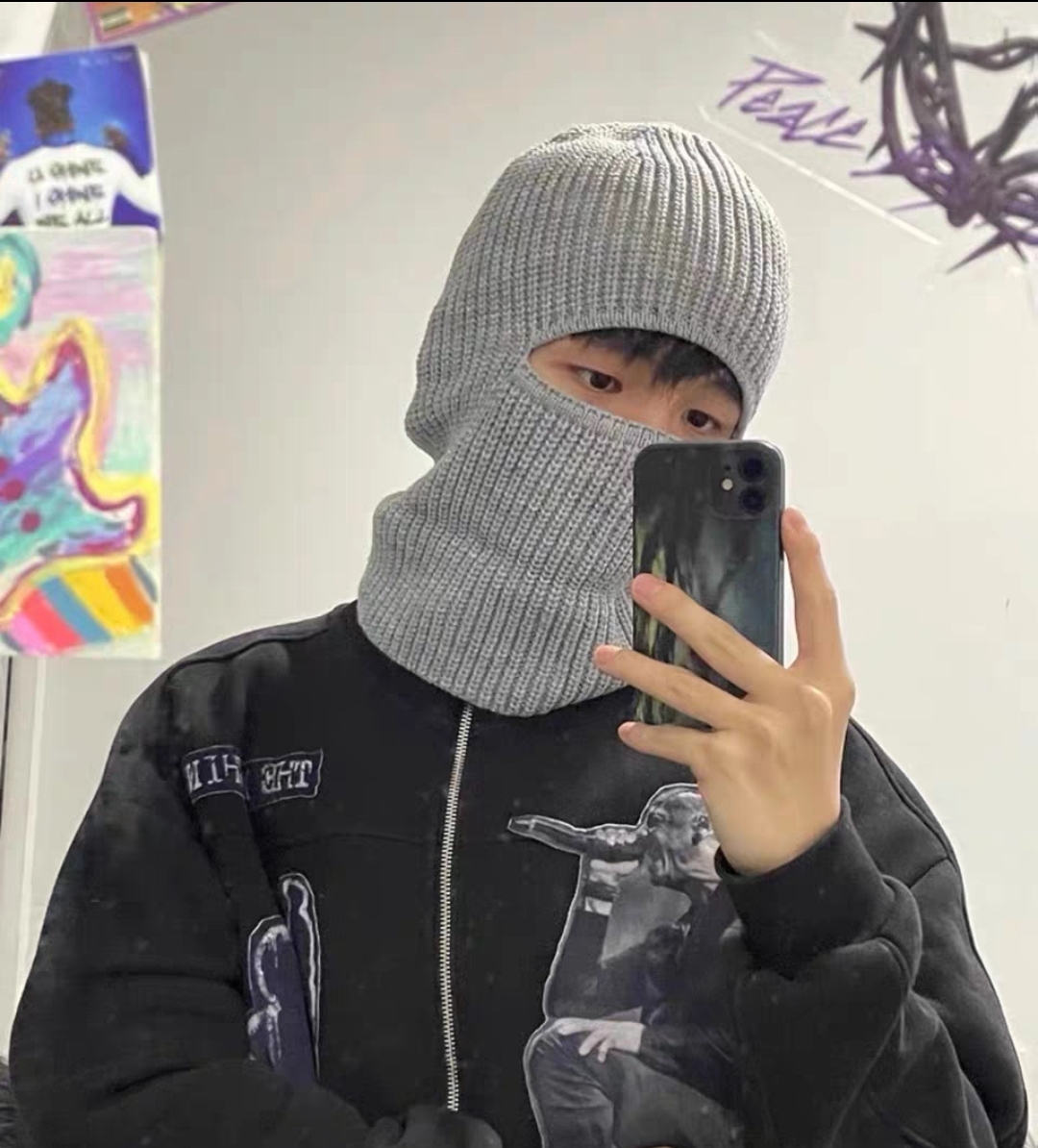 Grey Knit Balaclava