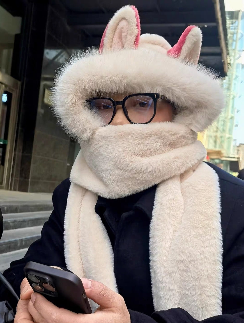 Winter Hooded Scarf with Cute Ears