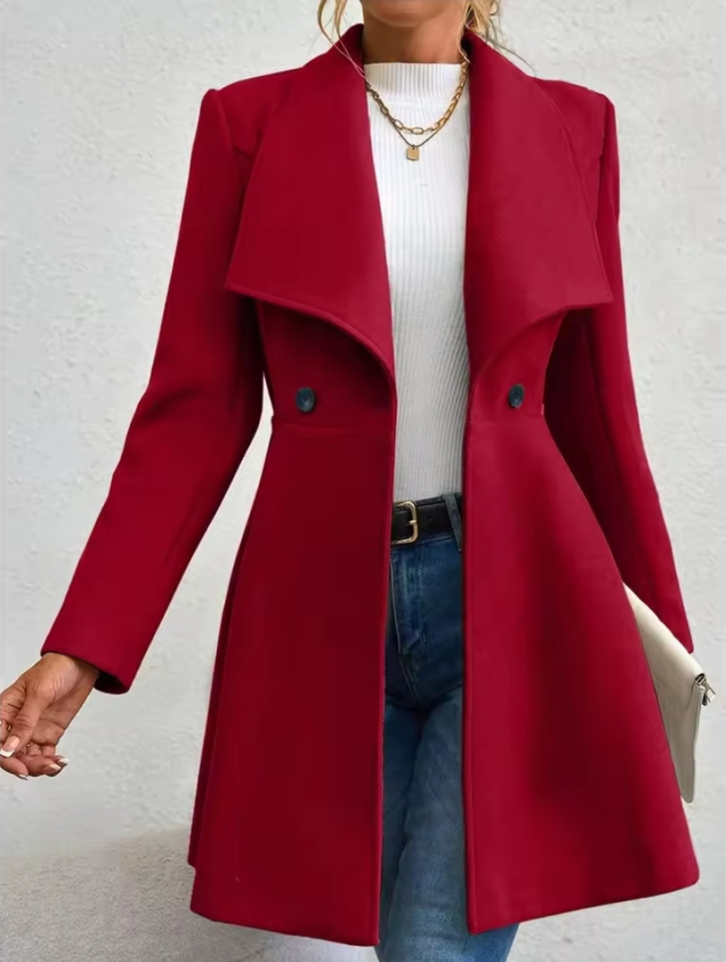 Elegant Red Winter Coat For Women