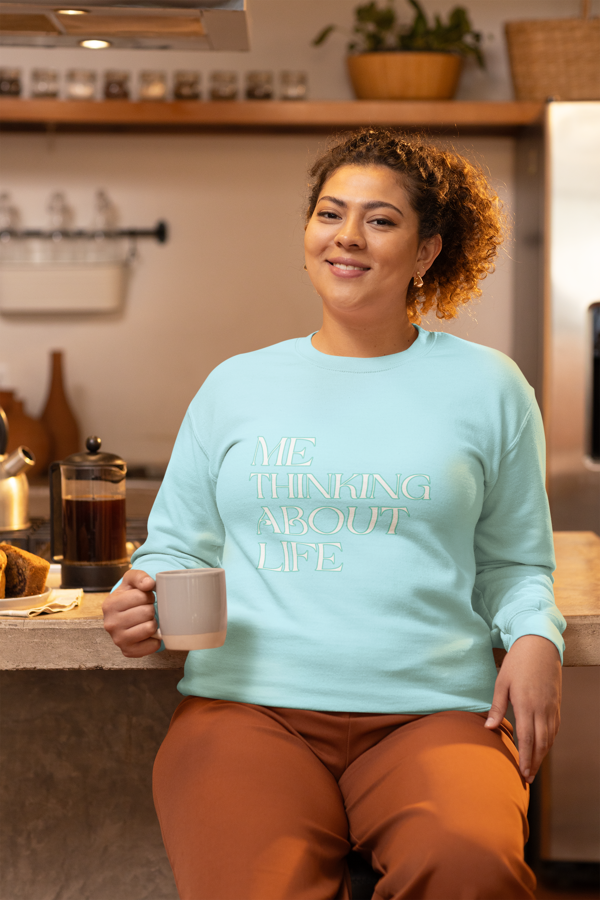 Me When Thinking About Life Light Blue Pullover Sweatshirt