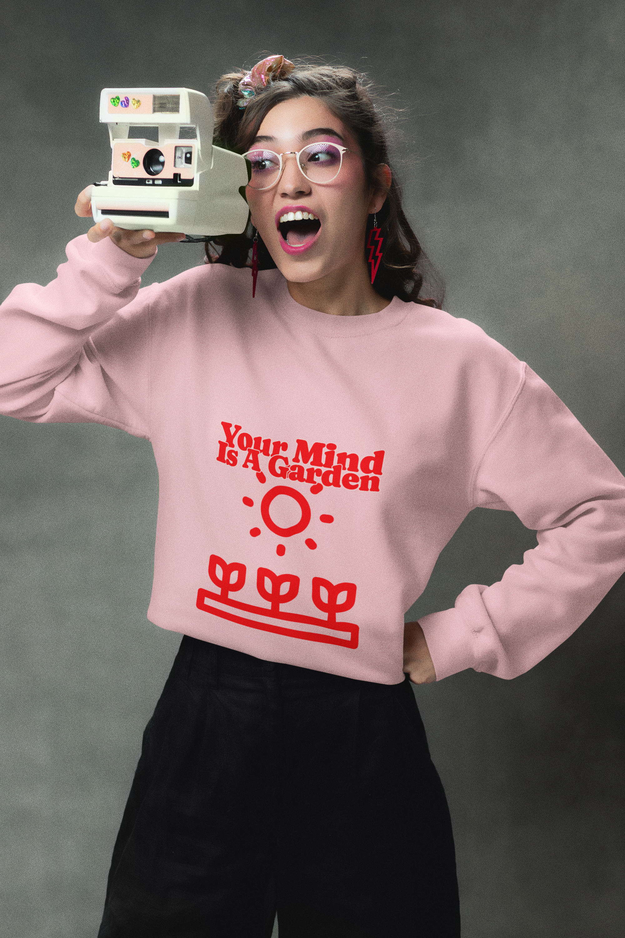 Your Mind Is A Garden Pink Graphic Sweatshirt
