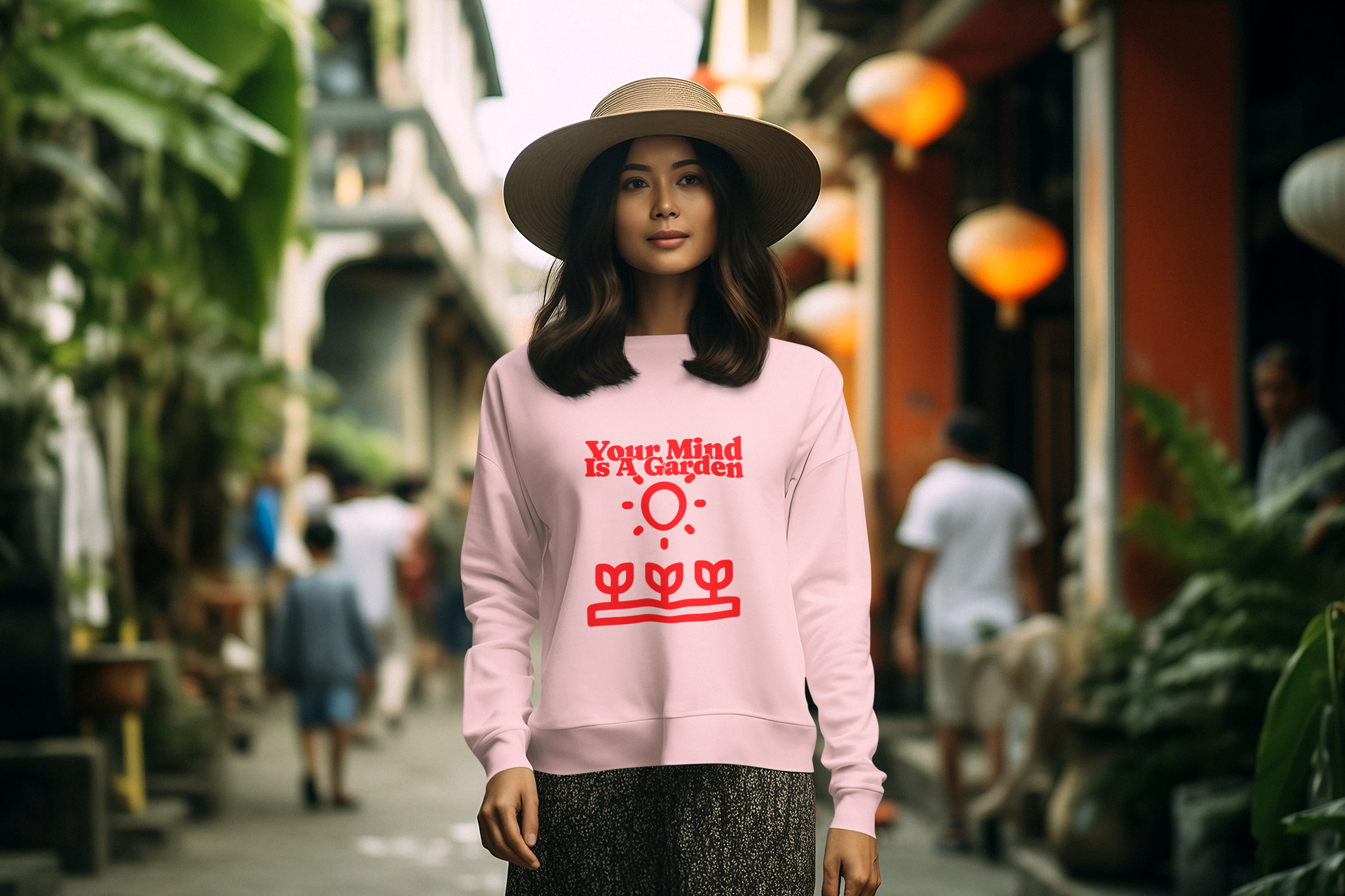 Your Mind Is A Garden Pink Graphic Sweatshirt