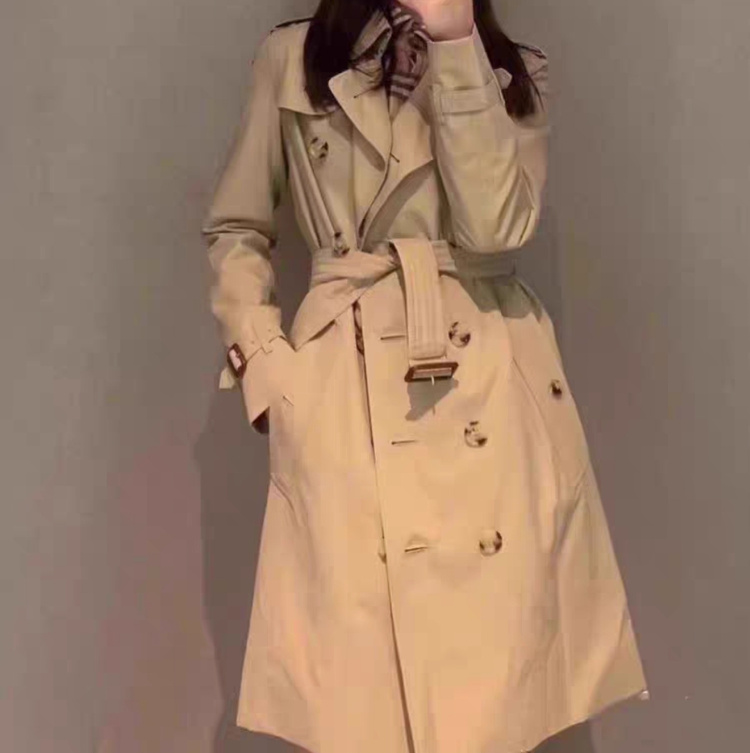 Beige Double-Breasted Trench Coat