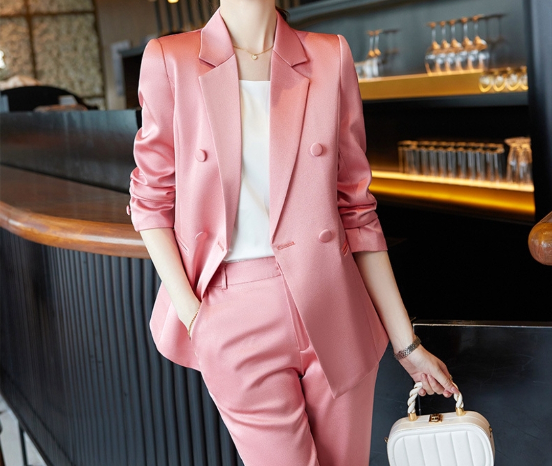 Pink Women's Blazer and Pant Suit