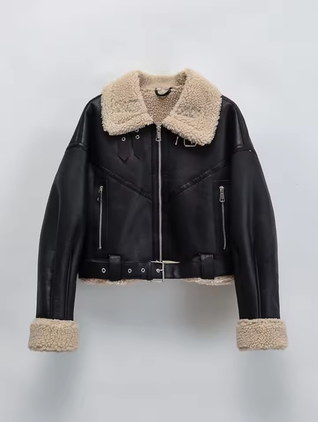 Women's Faux Leather Aviator Jacket
