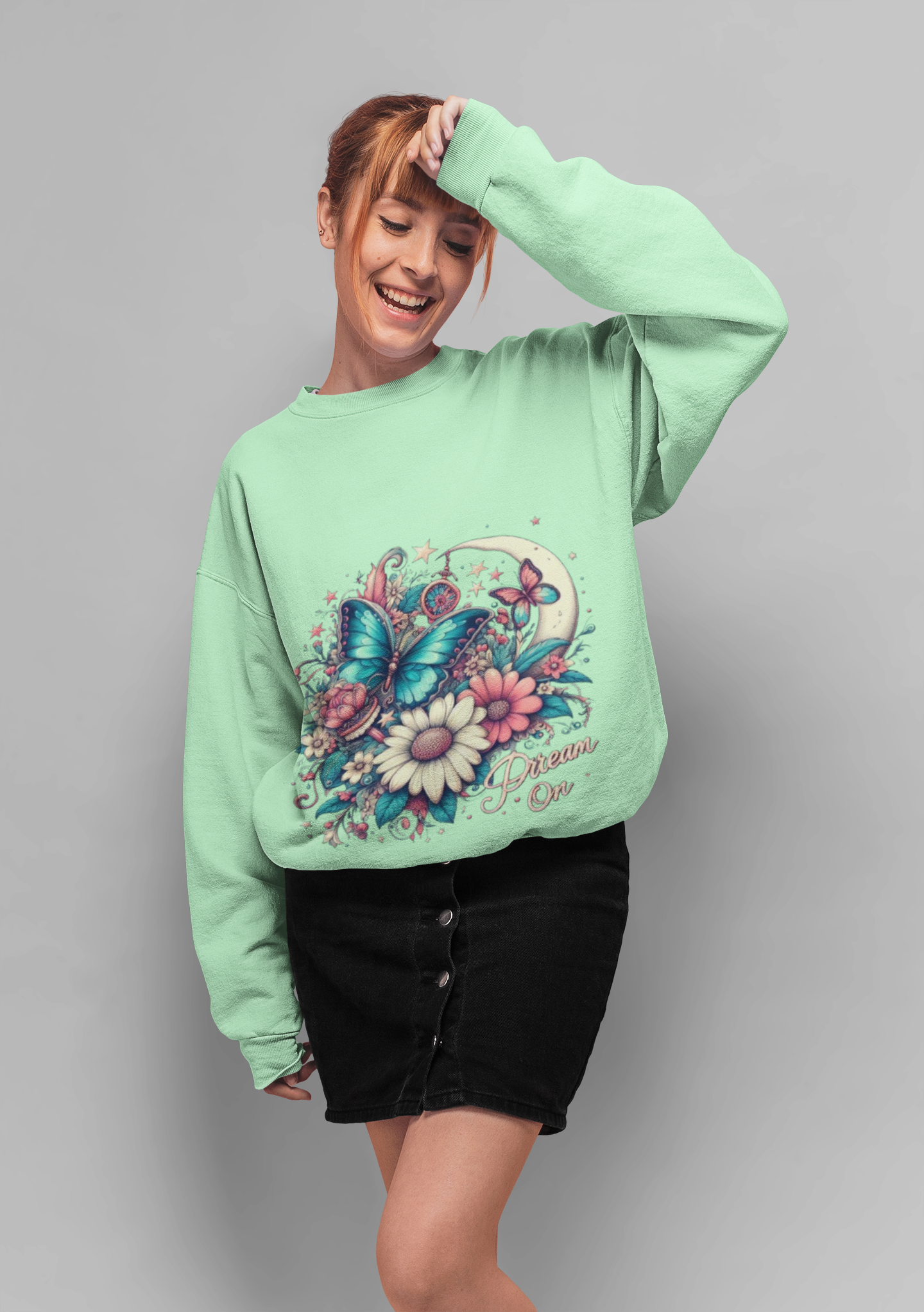 Mint Green Floral Sweatshirt