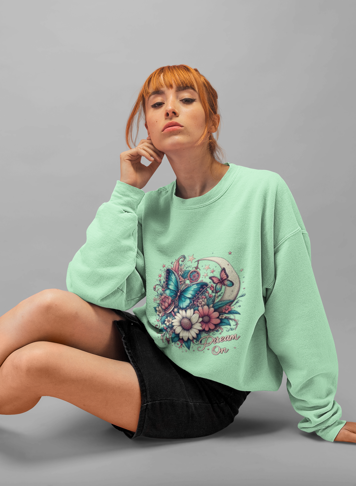 Mint Green Floral Sweatshirt