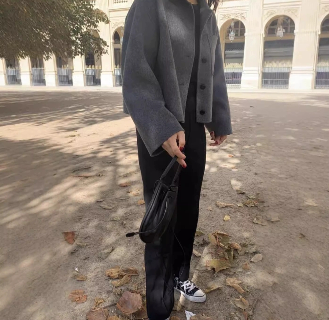 Sleek Sophistication: Women Gray Winter Coat